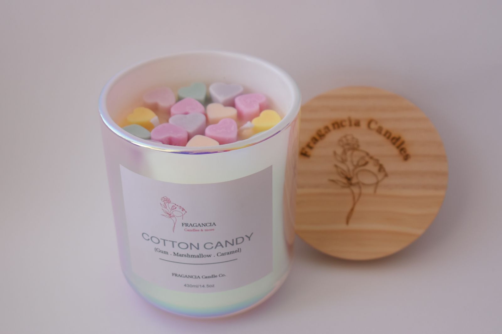 Fragancia COTTON CANDY luxury hand-poured natural soy wax candle in an  iridescent jar - Jordan Crafts
