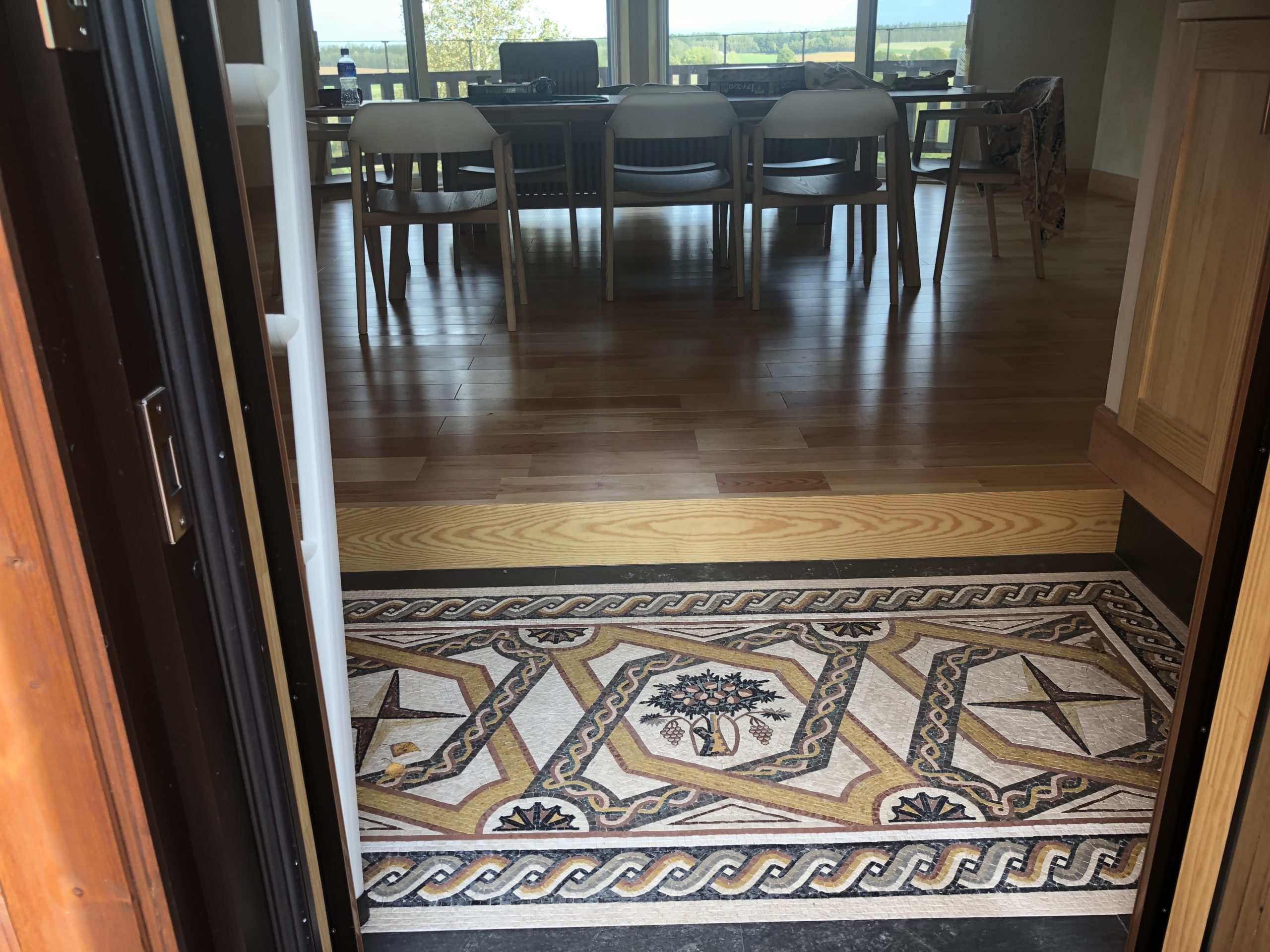Custom made mosaic floor for a villa in Japan by AllFromJordan.com